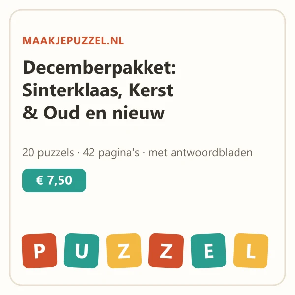 Omslag van het Decemberpakket met puzzels voor sinterklaas, kerst en oud en nieuw